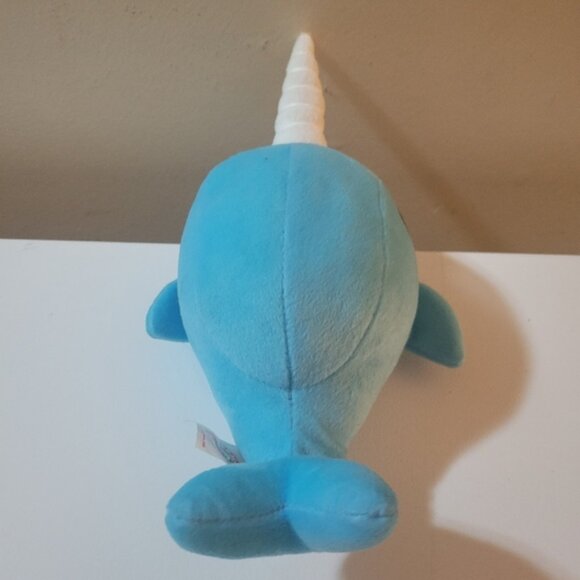 Peek A Boo Toys Blue Narwhal Unicorn Whale Plush Toy - Picture 4 of 5